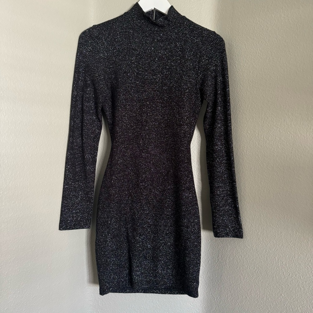 Zara Trafaluc Black Sparkle Mini Dress Size Medium